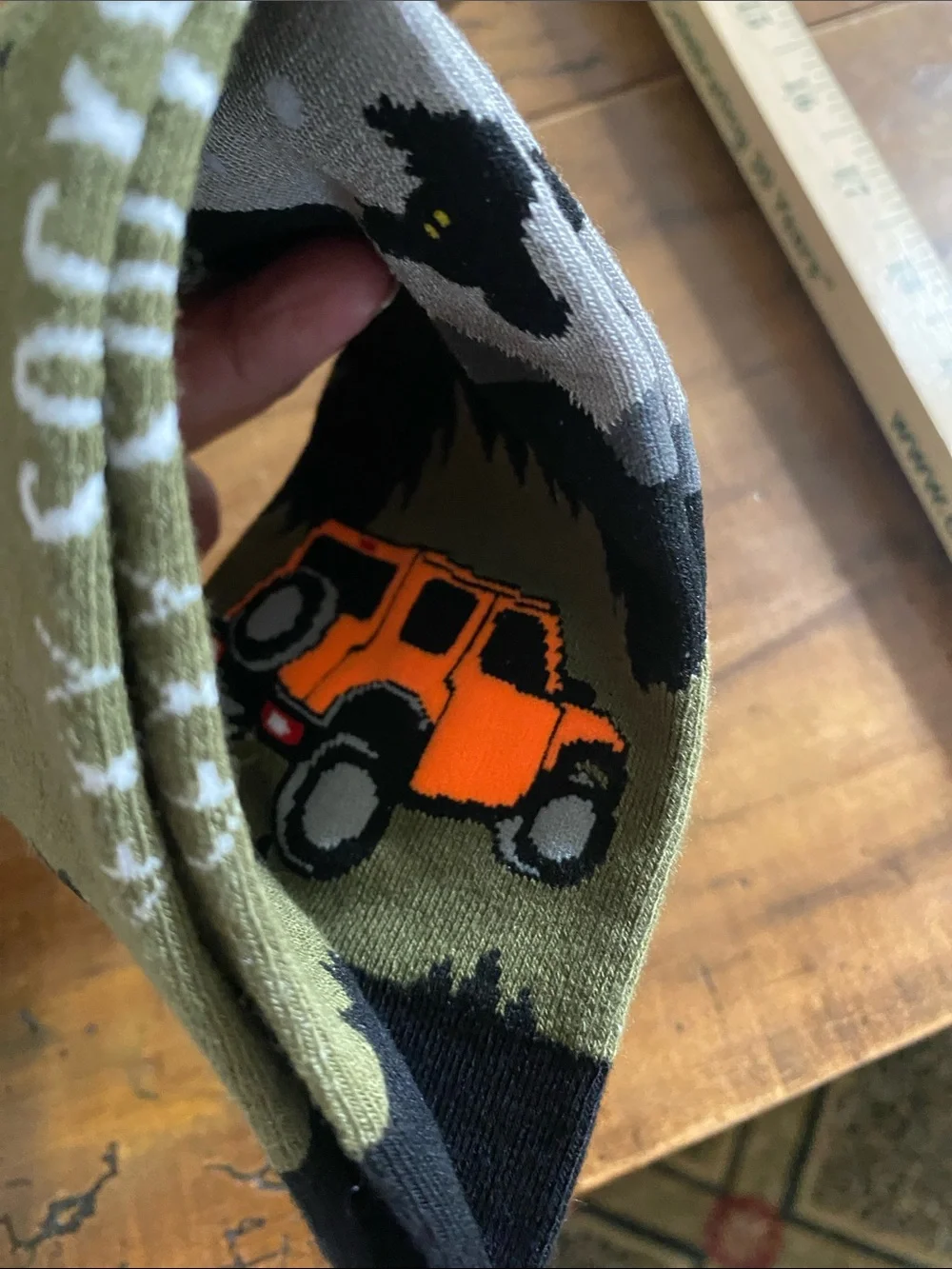 Sexy Socks Men’s Crew Socks - Olive/Gray Jeep Graphic